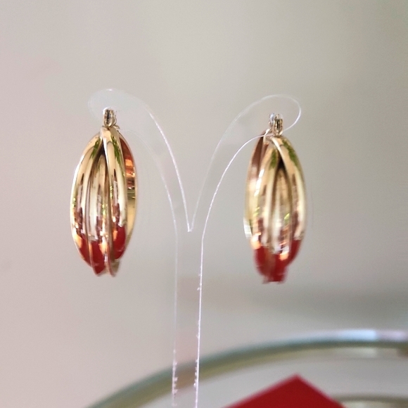 Vintage Goldtone Twisted Hoop Earrings EUC - Picture 2 of 8